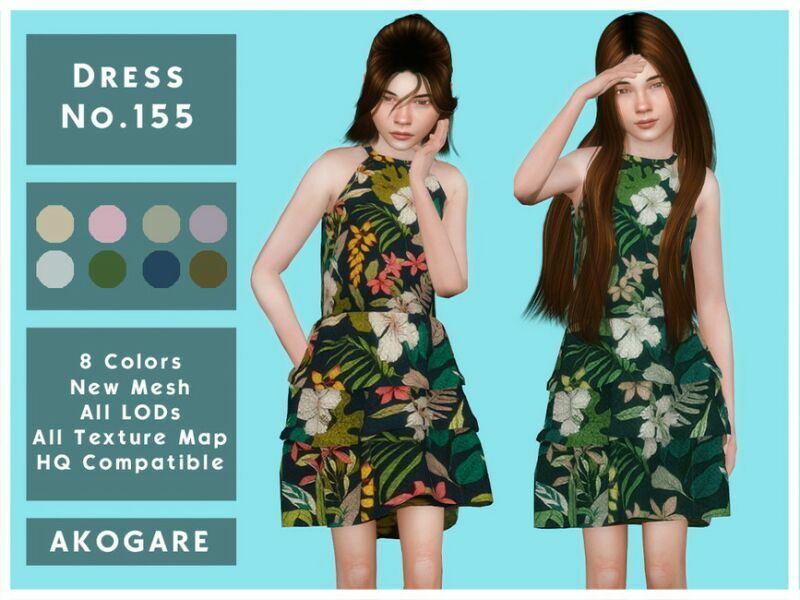 Akogare Dress NO.155 By _Akogare_ Sims 4 CC