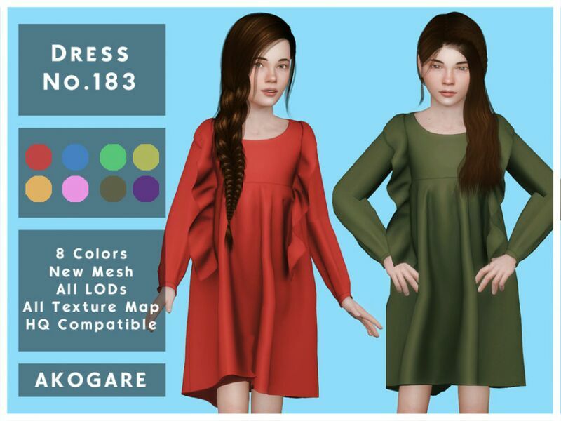 Akogare Dress NO.183 By _Akogare_ Sims 4 CC