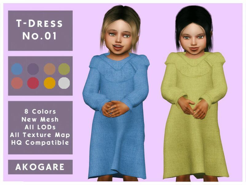 Akogare T-Dress NO.01 By _Akogare_ Sims 4 CC