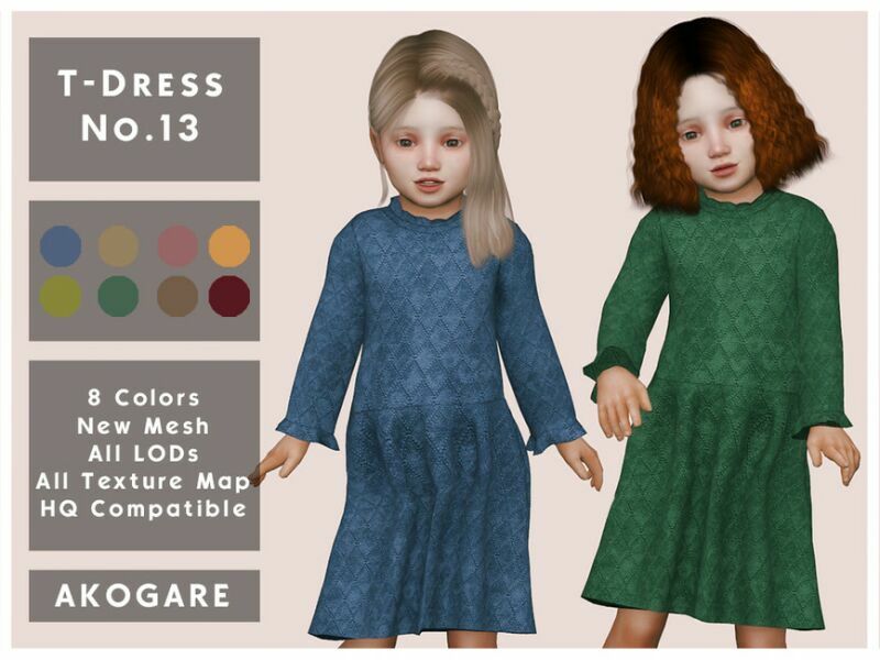 Akogare T-Dress NO.13 By _Akogare_ Sims 4 CC