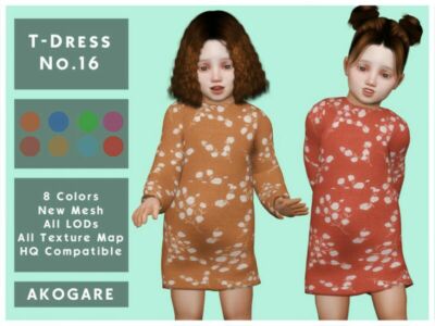 Akogare T-Dress NO.16 By _Akogare_ Sims 4 CC