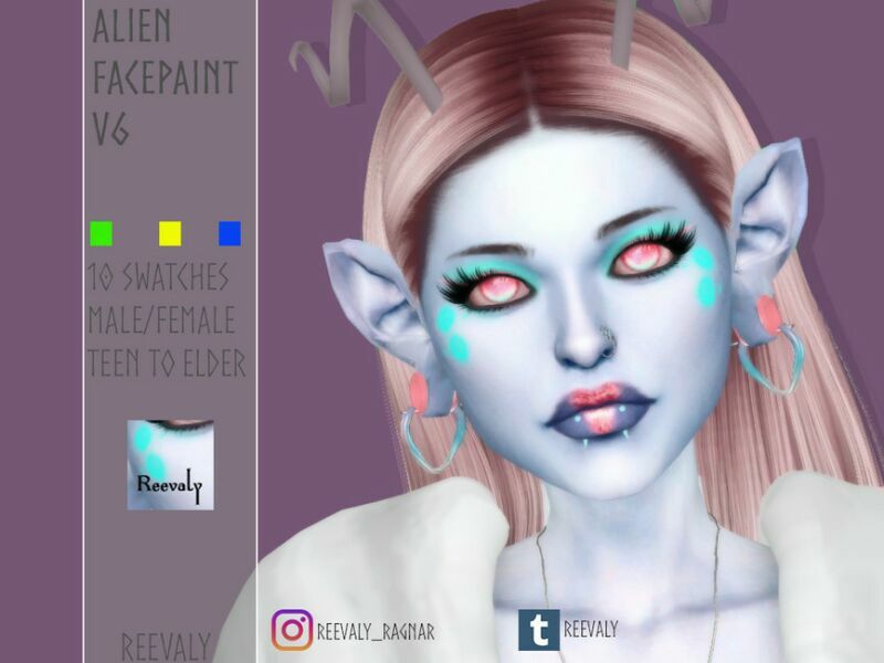 Alien Facepaint V6 By Reevaly Sims 4 CC