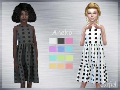 “Aneko” Polka DOT Child Dress By Garfiel Sims 4 CC