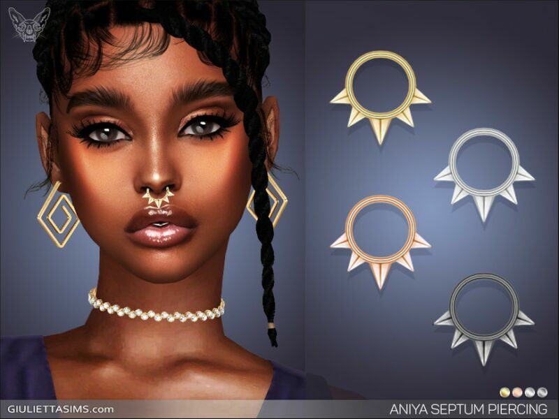 Aniya Septum Nose Piercing By Feyona Sims 4 CC