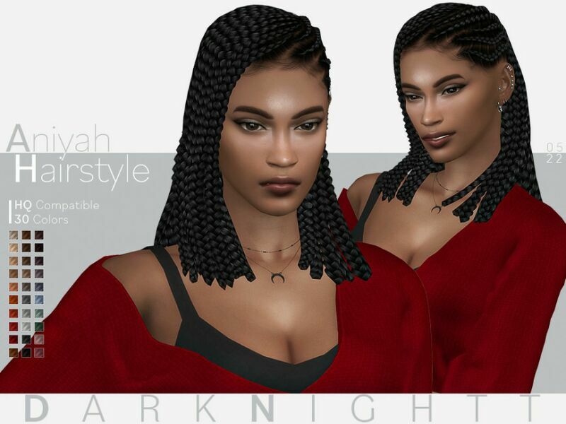 Aniyah Hairstyle By Darknightt Sims 4 CC