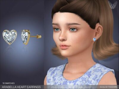 Arabella Halo Heart Earrings For Kids By Feyona Sims 4 CC