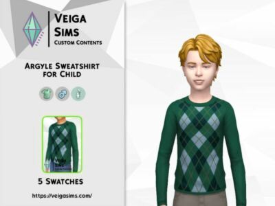 Argyle Sweatshirt For Child Sims 4 CC