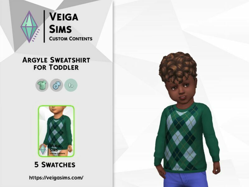 Argyle Sweatshirt For Toddler Sims 4 CC