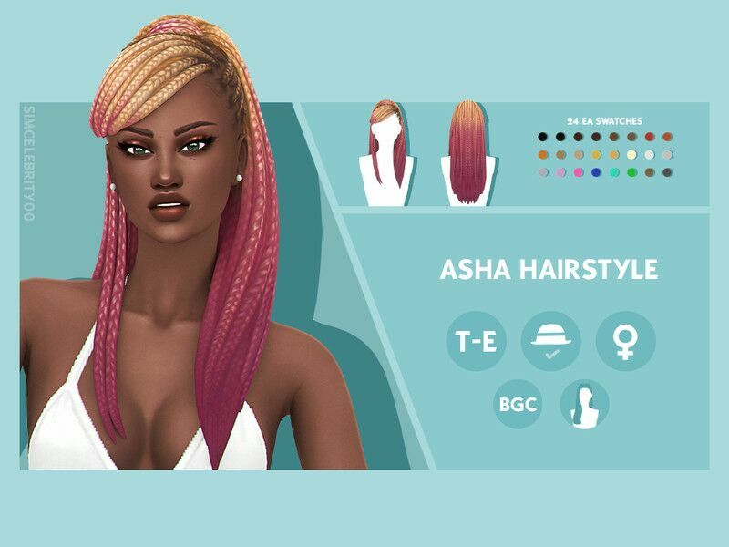 Asha Hairstyle By Simcelebrity00 Sims 4 CC