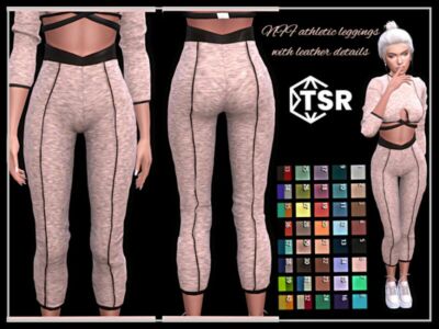 Athletic Leggings With Leather Details By Nadiafabulousflow Sims 4 CC