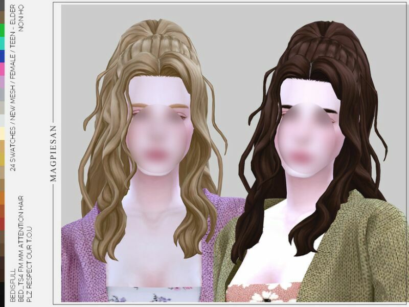 Attention Hair By Magpiesan Sims 4 CC