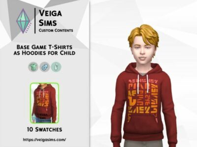 Base Game T-Shirt AS Hoodie For Child Sims 4 CC