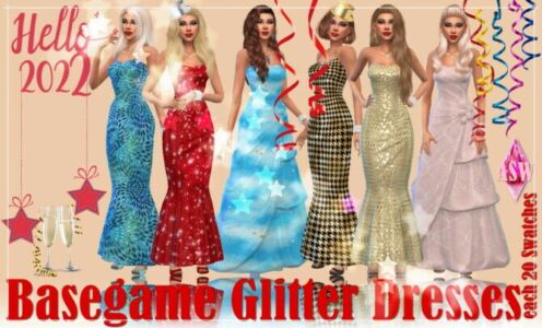 Basegame Glitter Dresses Sims 4 CC