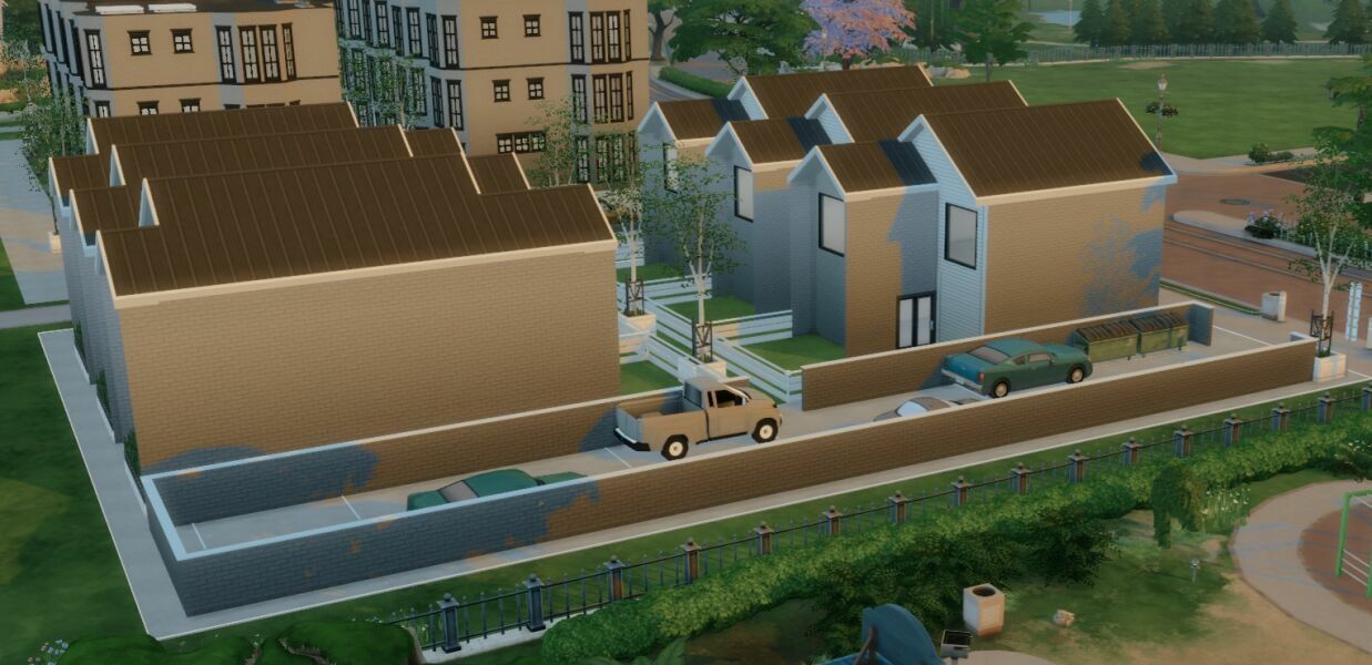 sims 4 cc bayview townhouses shell 2