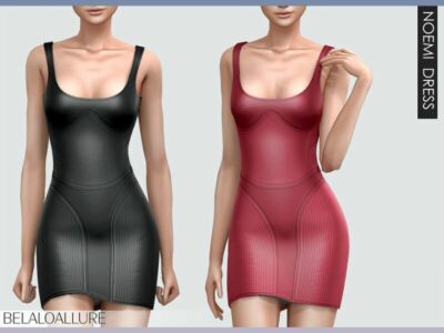 Belaloallure_Noemi Leather Dress (Patreon) By Belal1997 Sims 4 CC