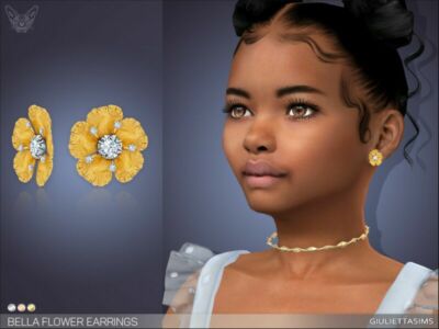 Bella Flower Earrings For Kids By Feyona Sims 4 CC