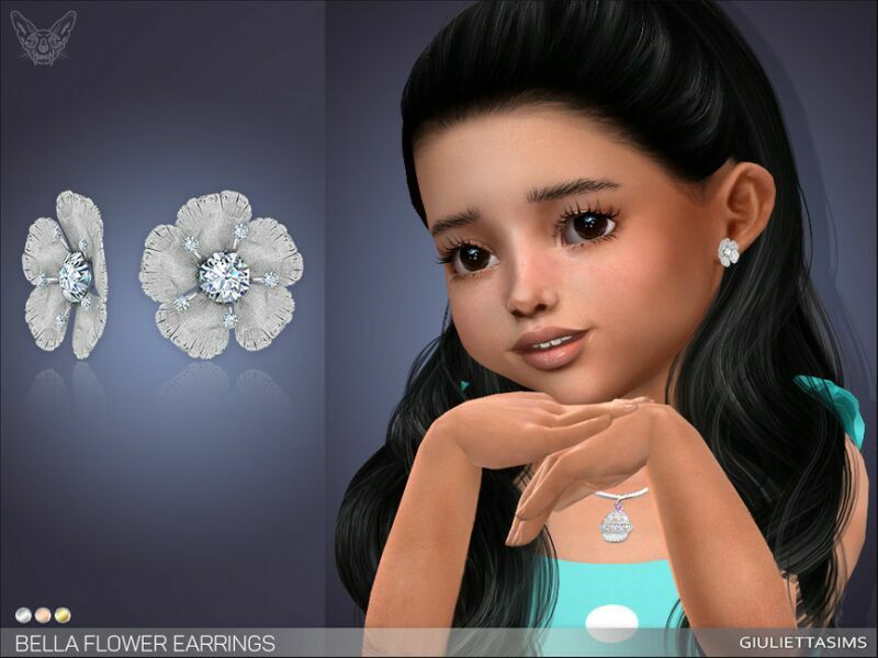 Bella Flower Earrings For Toddlers By Feyona Sims 4 CC