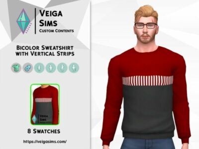 Bicolor Sweatshirt With Vertical Strips Sims 4 CC