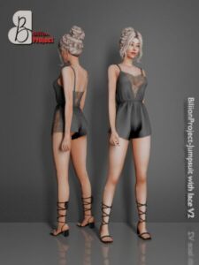 Biliionproject-Jumpsuit With Lace V2 Sims 4 CC