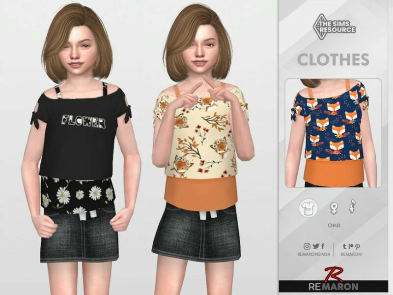 sims 4 cc blouse spring 01 for girls by remaron 2