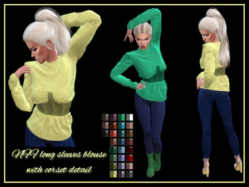 Blouse With Corset Detail By Nadiafabulousflow Sims 4 CC