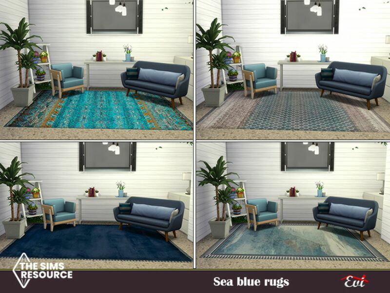 sims 4 cc blue sea rugs by evi 2