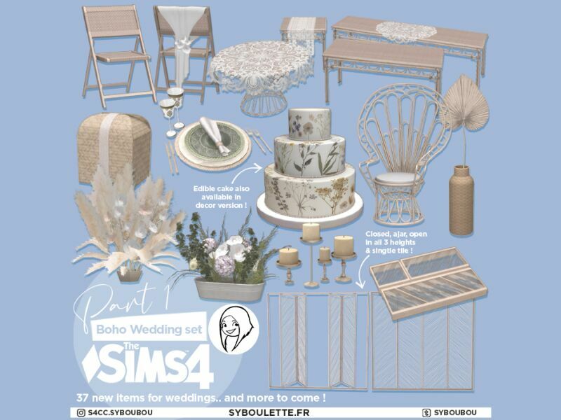 Boho Wedding SET Part 1 By Syboulette Sims 4 CC