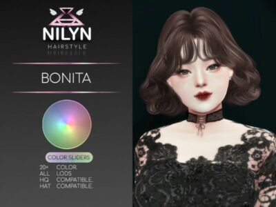 Bonita Hair – NEW Mesh By Nilyn Sims 4 CC