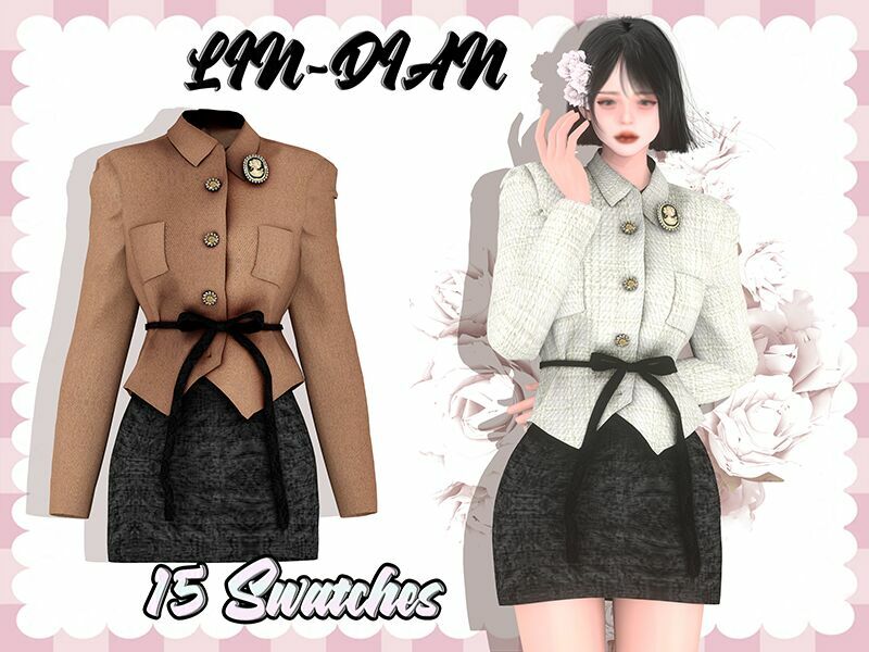 BOW Belt Suit Skirt Sims 4 CC Download