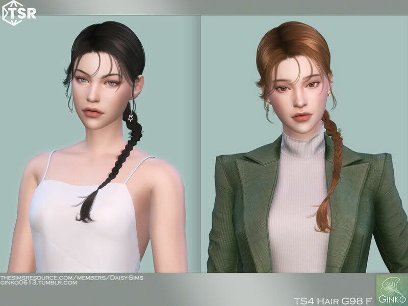 Braided Ponytail Hairstyle – G98 By Daisy-Sims Sims 4 CC