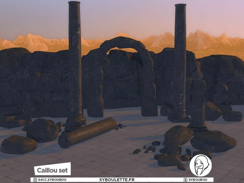 sims 4 cc caillou set part 1 ruins decor props by syboubou 3