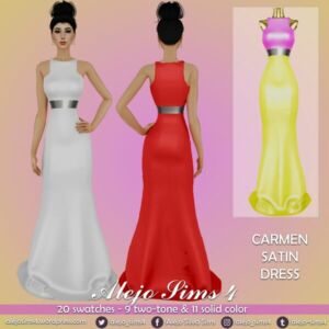 Carmen Satin Dress Sims 4 CC