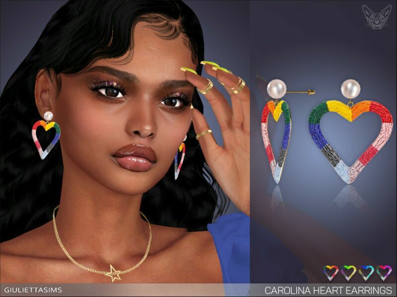 Carolina Heart Earrings By Feyona Sims 4 CC