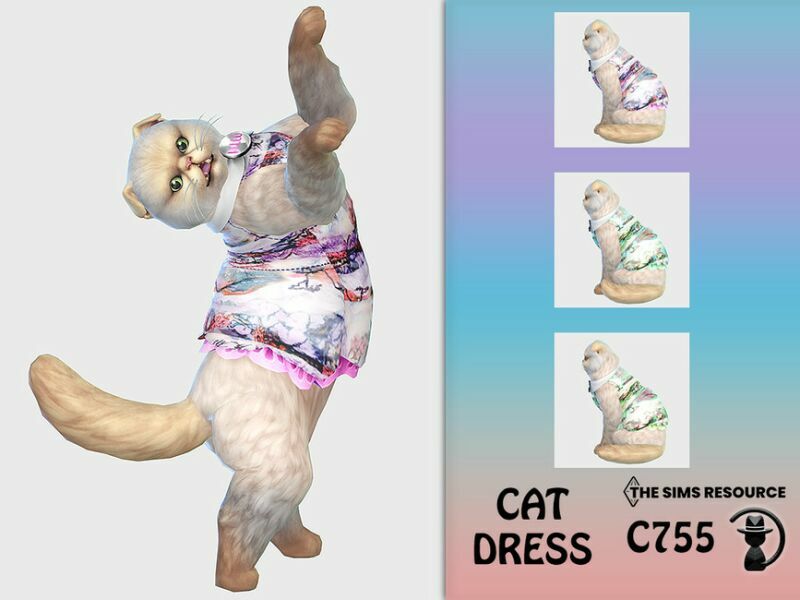 CAT Dress C755 By Turksimmer Sims 4 CC