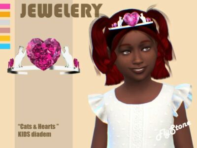 “Cats And Hearts” Kids Edition Diadem By Flystone Sims 4 CC