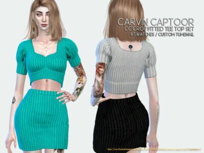 Cc.crop Fitted TEE TOP SET Sims 4 CC