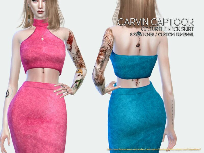 Cc.turtle Neck Skirt SET Sims 4 CC