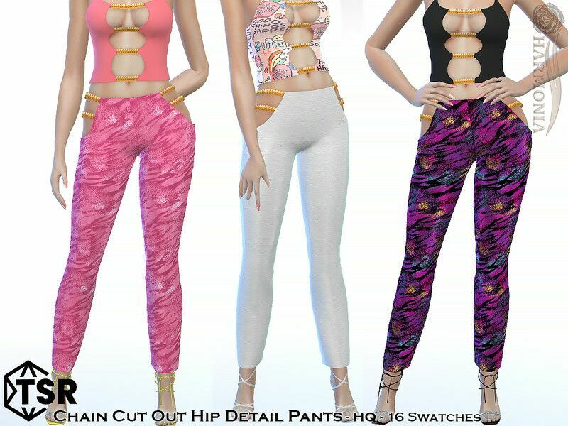 Chain Cut-Out Pants By Harmonia Sims 4 CC