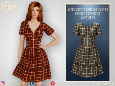 Checked Dress With Double Skirt Adult By Mysteriousoo Sims 4 CC