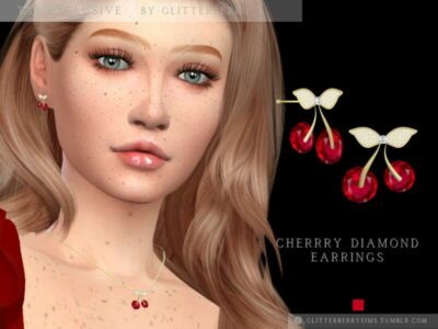 Cherry Diamond Earrings By Glitterberryfly Sims 4 CC