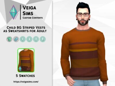 Child Base Game Striped Vest AS Sweatshirt For Adult Sims 4 CC