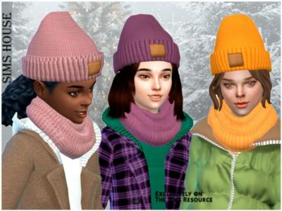 Children’S Knitted HAT With F/M Logo Sims 4 CC