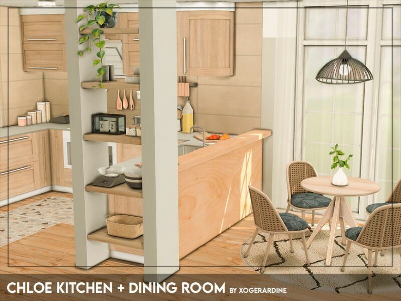 Chloe Kitchen + Dining Room (TSR Only CC) By Xogerardine Sims 4 CC