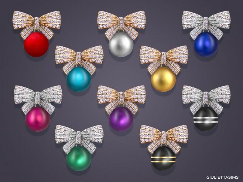 sims 4 cc christmas bow ball earrings by giulietta 2