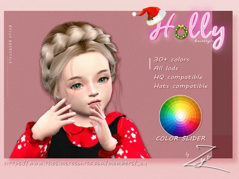 Christmas Holly Hairstyle For Toddlers By _ZY Sims 4 CC