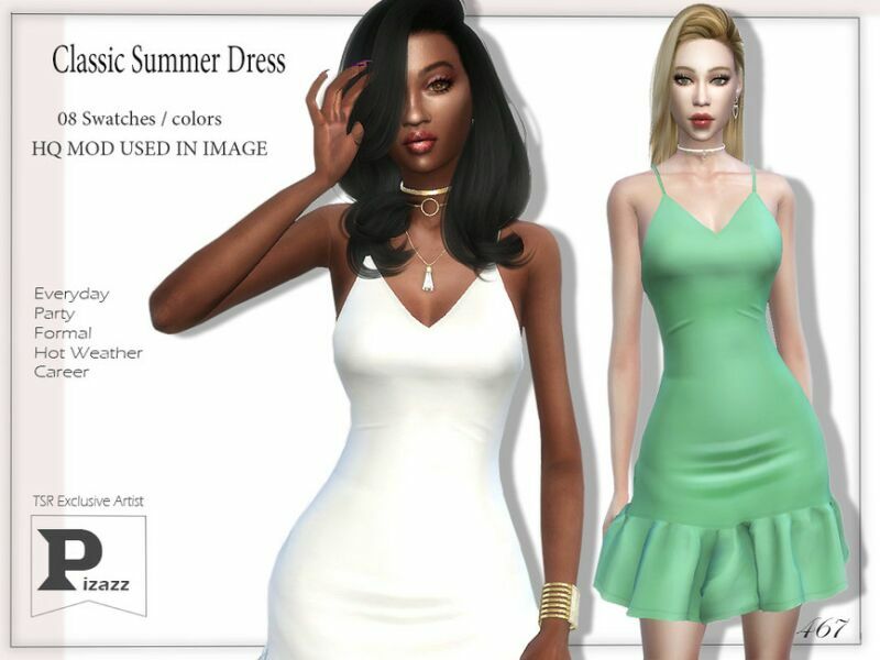 Classic Summer Dress By Pizazz Sims 4 CC