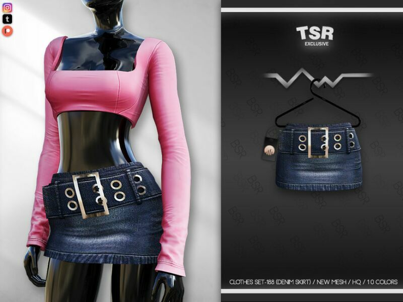 Clothes SET-188 (Denim Skirt) BD630 By Busra-Tr Sims 4 CC