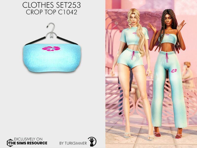 Clothes SET253 – Crop TOP C1042 By Turksimmer Sims 4 CC