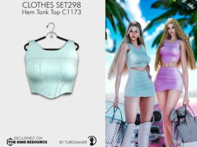 Clothes SET298 – HEM Tank TOP C1173 (Recolor) By Turksimmer Sims 4 CC