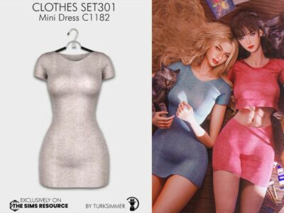 Clothes SET301 – Mini Dress C1182 By Turksimmer Sims 4 CC